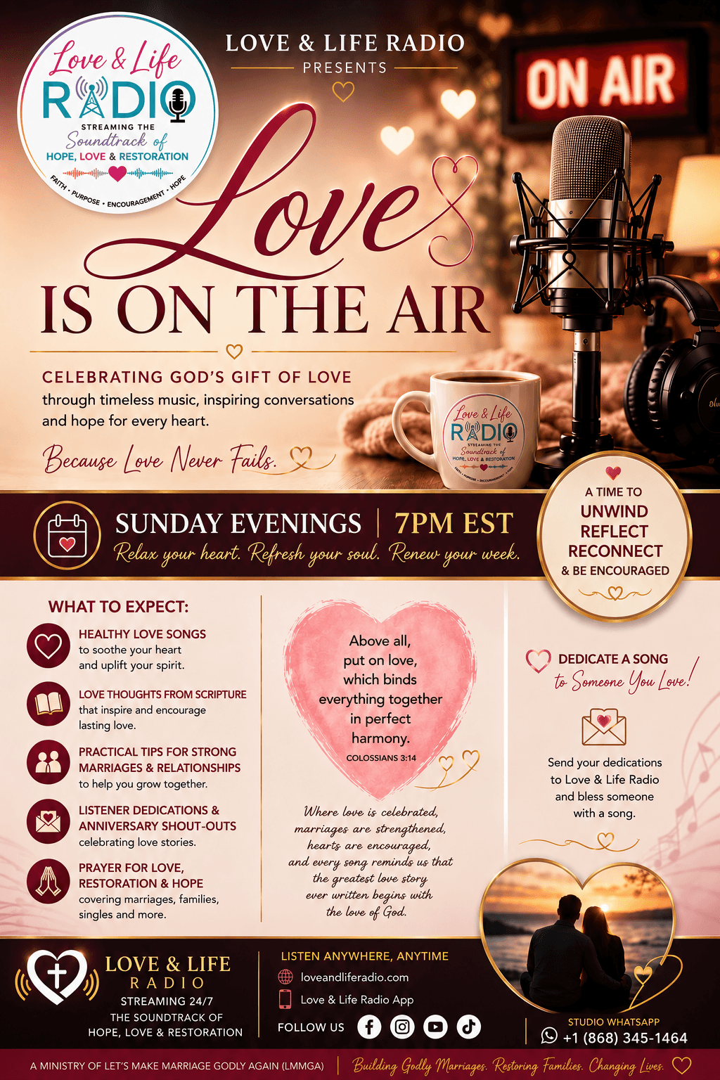 Love Is On The Air — a Love & Life Radio presentation celebrating God's gift of love through timeless music, inspiring conversations, and hope for every heart, Sunday evenings at 7PM EST.